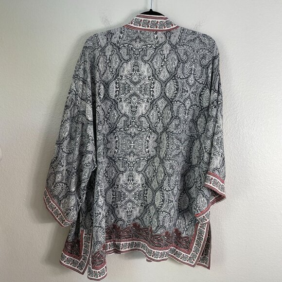 Max Studio Womens Plus 1X Open Front Paisley Kimono Cardigan Cover Up - Picture 11 of 12
